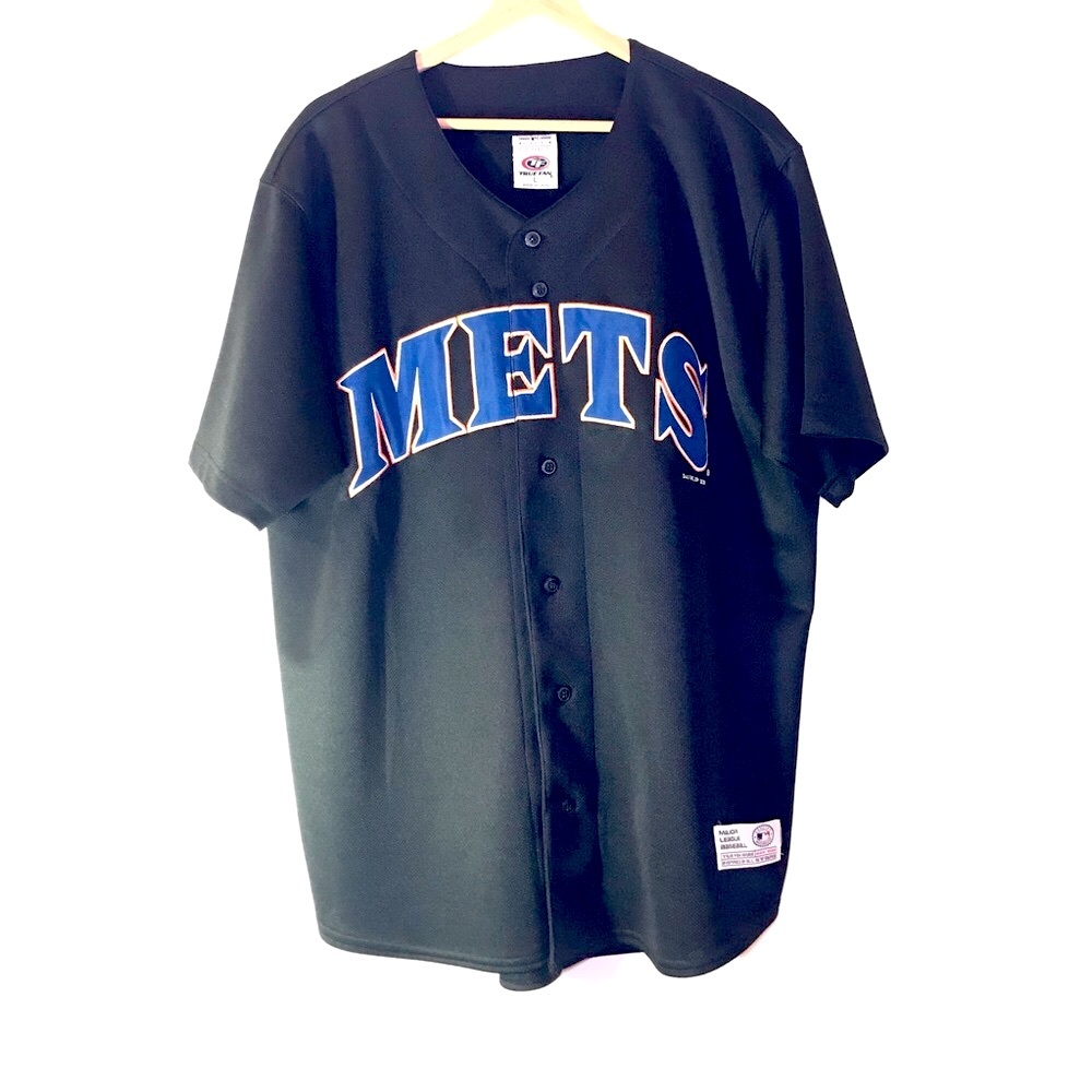 True Fan New York Mets button up Jersey very good Preowned condition